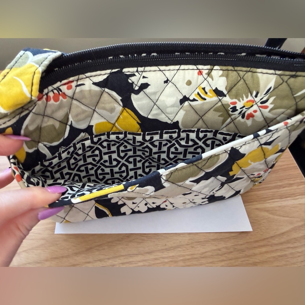 Vera Bradley Floral Crossbody Bag - Yellow & Black, Adjustable Strap - Picture 10 of 16